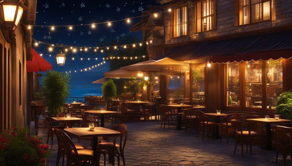 Cafe Malam dengan Pemandangan yang Indah
