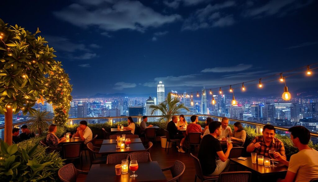 Cafe rooftop malam